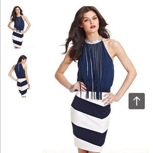 XOXO Black and White Chevron Pattern Party Dress